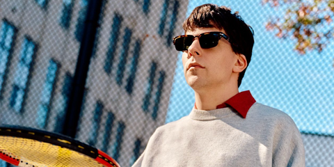 Jesse Eisenberg was seen wearing tortoiseshell Persol 3354S 24/33 half-rim sunglasses in an editorial page of GQ Hype, December 2024