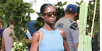 Jodie Turner-Smith was seen wearing tortoiseshell Gucci GG1638S 002 sunglasses with gold mirrored lenses in Los Angeles, October 2025. Shop online now on Pretavoir
