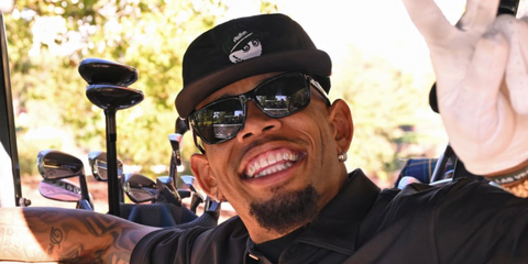 Former American football player Joe Haden was seen wearing black Tom Ford August TF678 01D sunglasses with grey Polarised lenses at the Complex's Inaugural Celebrity Golf Pro-Am in Las Vegas, November 2024.