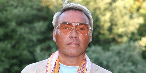 Swedish explorer Johan Ernst Nilson was seen wearing gold Dita Grand Emperik DTS 159 04 sunglasses with yellow lenses at Andrea Bocelli's "A Night To Shine" event in Massa, Italy, July 2026