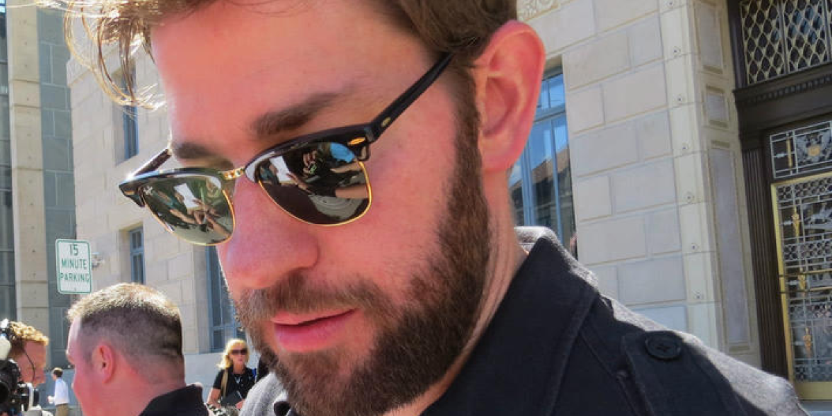 John Krasinski wears Ray-Ban Clubmaster 3016 W0365 Black sunglasses in New York City