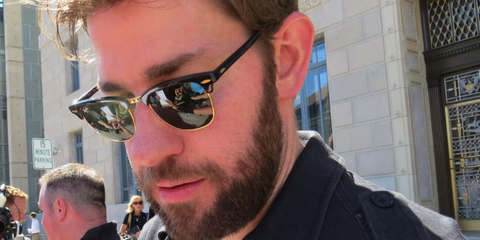 John Krasinski wears Ray-Ban Clubmaster 3016 W0365 Black sunglasses in New York City