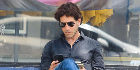 Jon Bernthal was seen wearing black Ray-Ban Aviator Large Metal RB 3025 002/48 Polarised sunglasses on the set of American Gigolo series in Los Angeles