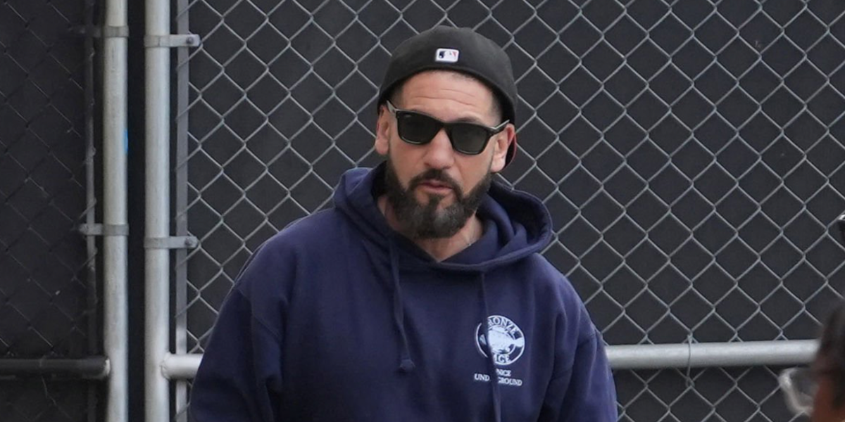 Jon Bernthal was seen wearing black Ray-Ban Wayfarer Reverse RB R0502S 6677/VR sunglasses outside the Jimmy Kimmel Live! studio in Los Angeles, April 2025