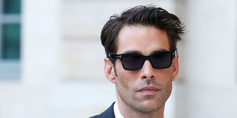 Spanish model Jon Kortajarena was seen wearing black Tom Ford Mikel TF1085 01A sunglasses at the Tom Ford Spring/Summer 2026 fashion show during Paris Fashion Week. Shop online now on Pretavoir
