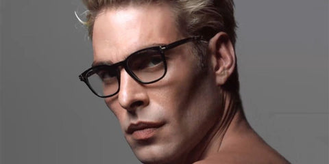 Jon Kortajarena modeled Tom Ford Private Collection TF5718-P 063 optical glasses in the collection's campaign shoot