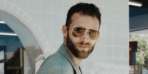 Actor Jonah Wharton was seen wearing gold Tom Ford Stavros TF1204 30E aviator sunglasses with brown lenses in his Instagram post, July 2026