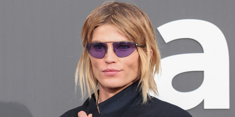Australian model Jordan Barrett was seen wearing ruthenium Tom Ford Parker-02 TF1399 13Y sunglasses with violet lenses at the amfAR Gala during Cannes Film Festival 2026.