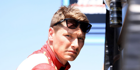 IndyCar racing driver Josef Newgarden was seen wearing black Oakley Frogskins Range OO9284 11 Prizm sunglasses at the INDYCAR Open Testing in Indianapolis, April 2025.