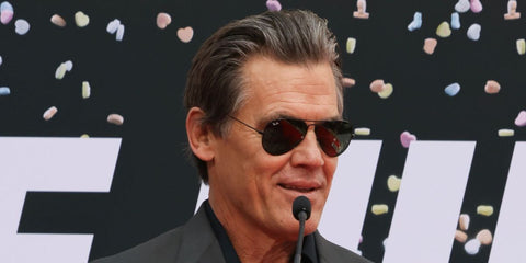 American actor Josh Brolin was seen wearing Ray-Ban Aviator RB 3025 L2823 Black/Green sunglasses during the hand/footprint in cement ceremony honoring Ke Huy Quan in Hollywood, February 2025