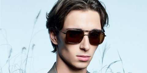 Canadian influencer Josh Richards was seen wearing matte black Emporio Armani EA2162 3001/63 aviator sunglasses with brown lenses in the Emporio Armani Eyewear Spring/Summer 2025 campaign. Shop online now on Pretavoir