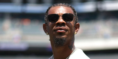 Curacaoan footballer Juninho Bacuna was seen wearing gunmetal Burberry BE3171 1003/87 sunglasses at the FIFA World Cup 2026.