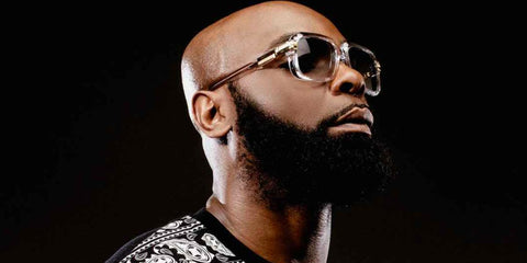 French rapper Kaaris was seen wearing transparent crystal Cazal Legends 607/3 065 sunglasses with grey gradient lenses