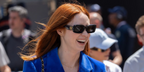 Karen Gillan was seen wearing black Loewe Anagram LW40101I 01A rectangular sunglasses at the F1 Grand Prix of Monaco 2026.