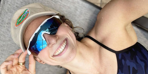 Katie Ledecky wears Oakley Radar EV Path OO9208 73 Prizm sunglasses in her Instagram post