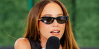 Sportscaster Kay Adams was seen wearing black Bottega Veneta BV1368S 001 sunglasses in her Instagram post, August 2025.