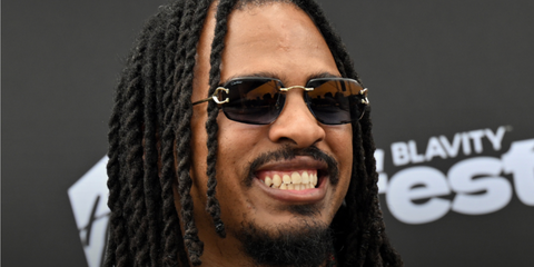 American food critic Keith Lee was seen wearing gold Cartier CT0468S 001 rimless sunglasses with grey gradient lenses at the Blavity Fest 2025 in Atlanta, Georgia.