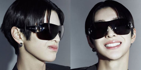 South Korean singer Keonho of K-Pop group CORTIS was seen wearing Gucci GG2174S 001 shield sunglasses in a W Korea feature.