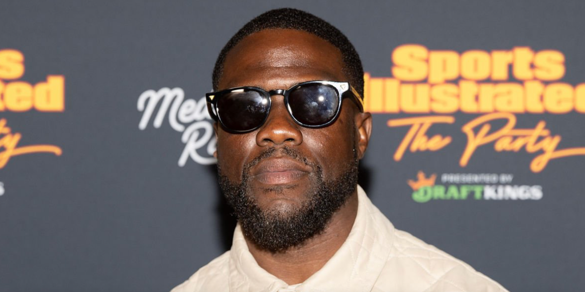 Kevin Hart was seen wearing black Bottega Veneta BV1253S 001 sunglasses at the Sports Illustrated SI The Party 2026 in Daly City, California, February 202
