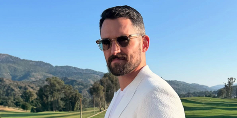 Basketball player Kevin Love of Miami Heat was seen wearing transparent yellow Garrett Leight Ace II 2147 PG/SFPBS sunglasses in his Instagram post, August 2025. Shop online now on Pretavoir