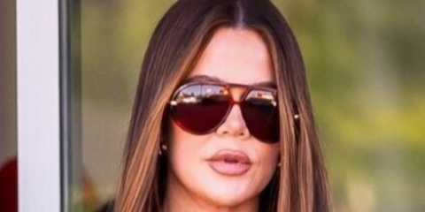 Khloe Kardashian spotted in Calabasas, June 26th 2024, wearing Bottega Veneta Drop Aviator sunglasses in dark havana - buy online.