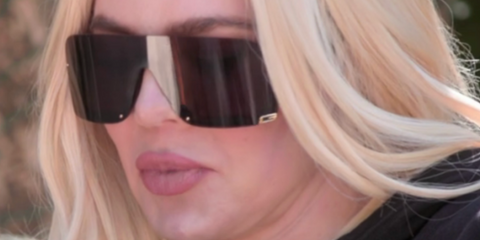 Khloe Kardashian wears black Gucci wraparound mask sunglasses on season 5, episode 4 of The Kardashian's - buy online 