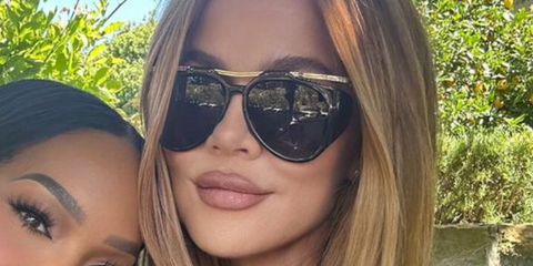 Khloe Kardashian wears Saint Laurent Amelia sunglasses in Instagram post with Malika Haqq on 20th June 2024 - buy online.