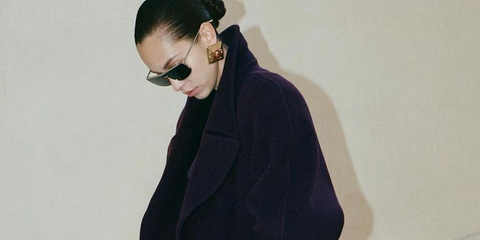 Kiko Mizuhara wears Saint Laurent Luna SL 605 001 sunglasses in an editorial page of i-D Japan