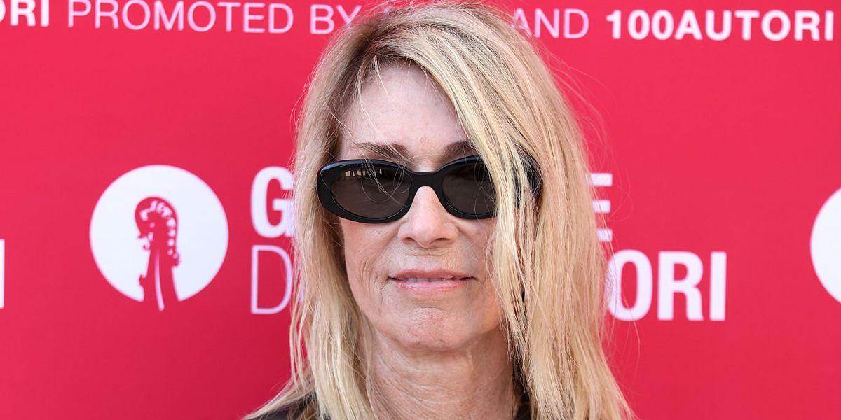 American singer Kim Gordon wore Miu Miu MU C01S 16K80Q Ciel sunglasses at the Miu Miu Women's Tales event during 83rd Venice Film Festival, September 2026.
