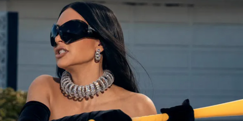 Kim Kardashian wearing Balenciaga BB0180S 001 Sunglasses in Ryan Murphy's 'All's Fair' TV Show