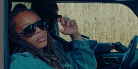 Rapper and singer Kodie Shane was seen wearing black Tom Ford Marcus TF1023 01B sunglasses with green gradient lenses in her 2026 music video "Nobody"