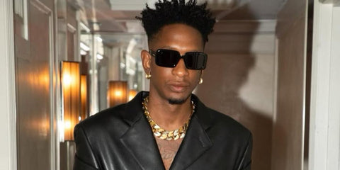 Celebrity stylist Kollin Carter was seen wearing Saint Laurent Sun SL 534 Sunrise 001 sunglasses to the 2023 Met Gala after party