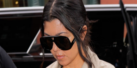 Kourtney Kardashian in New York City on the 22nd July 2024 wearing Saint Laurent Sun SL 652 Solace 001 sunglasses - Buy online.