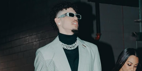 LaMelo Ball is seen wearing Balenciaga BB0096S 013 crystal studded sunglasses in his Instagram post