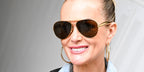 French modal and philanthropist Laeticia Hallyday was seen wearing gold Bottega Veneta BV1305S 007 aviator sunglasses with brown lenses at the 2025 French Open