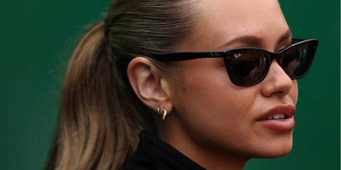 Model and girlfriend of Jannik Sinner, Laila Hasanovic was seen wearing black Ray-Ban Lady Burbank RB 2299 901/31 sunglasses at the Rolex Monte-Carlo Masters tennis championship in April 2026.
