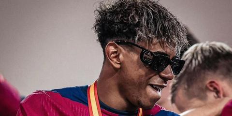 Lamine Yamal wears Gucci GG1325S 001 black sunglasses on Instagram post after Barcelona win against Real Madrid on Sunday 12th January 2025.