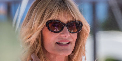 Laura Dern was seen wearing tortoiseshell Dolce&Gabbana DG4519 502/73 cat eye sunglasses on the set of White Lotus 4 in Cannes, May 2026.