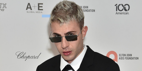 Musical artist Leo Picon was seen wearing silver Ray-Ban Emy RB 3741 003/9A Polarised rectangular sunglasses at the 34th Elton John AIDS Foundation Academy Awards Viewing Party in Los Angeles, March 2026.