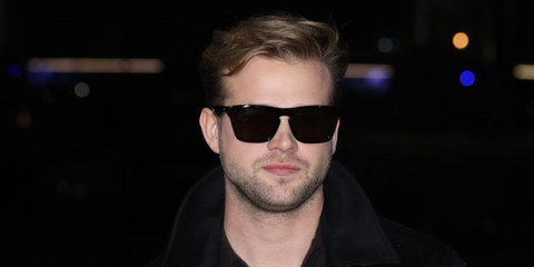Leo Woodall was seen wearing black Burberry BE4434 4121/87 sunglasses at the Burberry Fall/Winter 2026 fashion show during London Fashion Week.