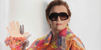 Actress Lesley Manville was seen wearing dark tortoiseshell Loewe Anagram LW40194I 52B sunglasses in the Loewe Fall/Winter 2025/2026 campaign, shot by Arnaud Lajeunie.