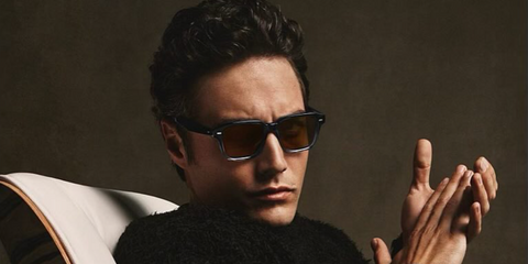 Levi Dylan was seen wearing two-tone gradient Oliver Peoples Errisson Sun OV5562SU 1777/53 sunglasses with brown lenses in the Oliver Peoples 2024 campaign