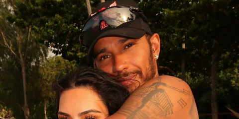 Lewis Hamilton was seen wearing black Oakley Radar EV Path OO9208 52 Prizm sunglasses in his Instagram post, August 2026.