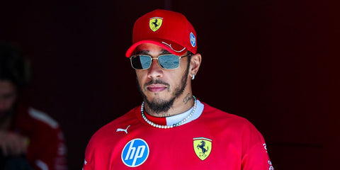 Lewis Hamilton was seen wearing gold Ray-Ban RB 3717 9196/31 rectangular sunglasses at the F1 Grand Prix of Saudi Arabia, April 2025