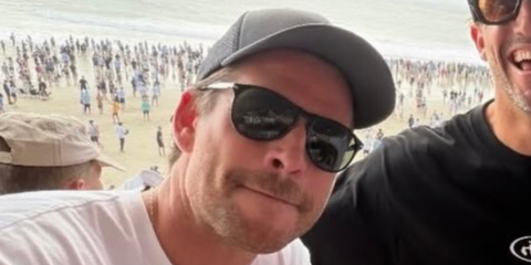 Liam Hemsworth was seen wearing black Persol 9649S 95/31 sunglasses in his Instagram post, May 2025.