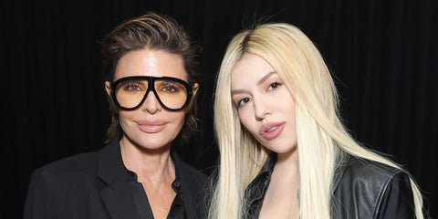 Lisa Rinna, pictured with singer Ava Max, was seen wearing black Tom Ford Troy TF836 001 sunglasses with clear Blue Control lenses at the Evan Ross Katz's "Chaos Dinner 3.0" Celebrating HBO's The White Lotus Finale in Los Angeles, April 2025. Shop online now on Pretavoir