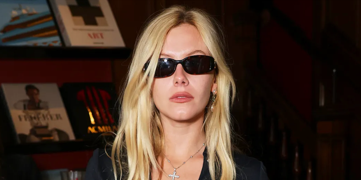 Celebrity, activist, and socialite Lola Bute was seen wearing tortoise Gucci GG1661S 002 sunglasses at the Gucci: The Art of Silk book launch at Maison Assouline, Mayfair, London, May 2025.