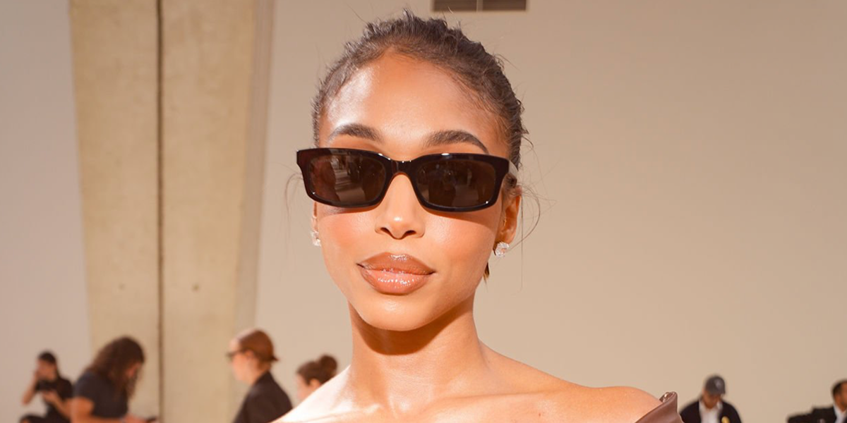 Lori Harvey wore black Balenciaga BB0345S 001 sunglasses at the Balenciaga Spring Summer 2027 show during Paris Fashion Week.