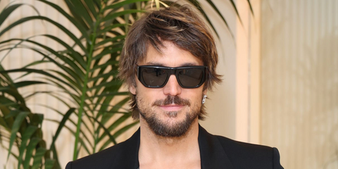 French actor Lucas Bravo was seen wearing black Saint Laurent Sun SL 740 005 sunglasses a the cocktail ahead of The Red Sea Film Foundation's 2026 "Women In Cinema" Gala in Cannes, May 2026.