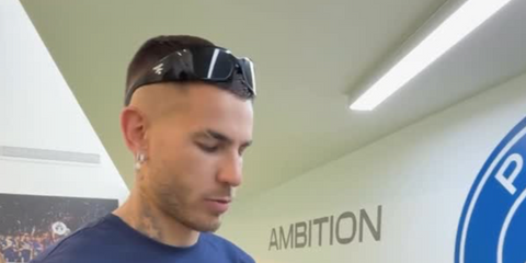 French footballer Lucas Hernandez was seen wearing black Prada PR A14S 1AB5S0 wraparound sunglasses in Paris Saint-Germain's Instagram reel, June 2025. Shop online now on Pretavoir